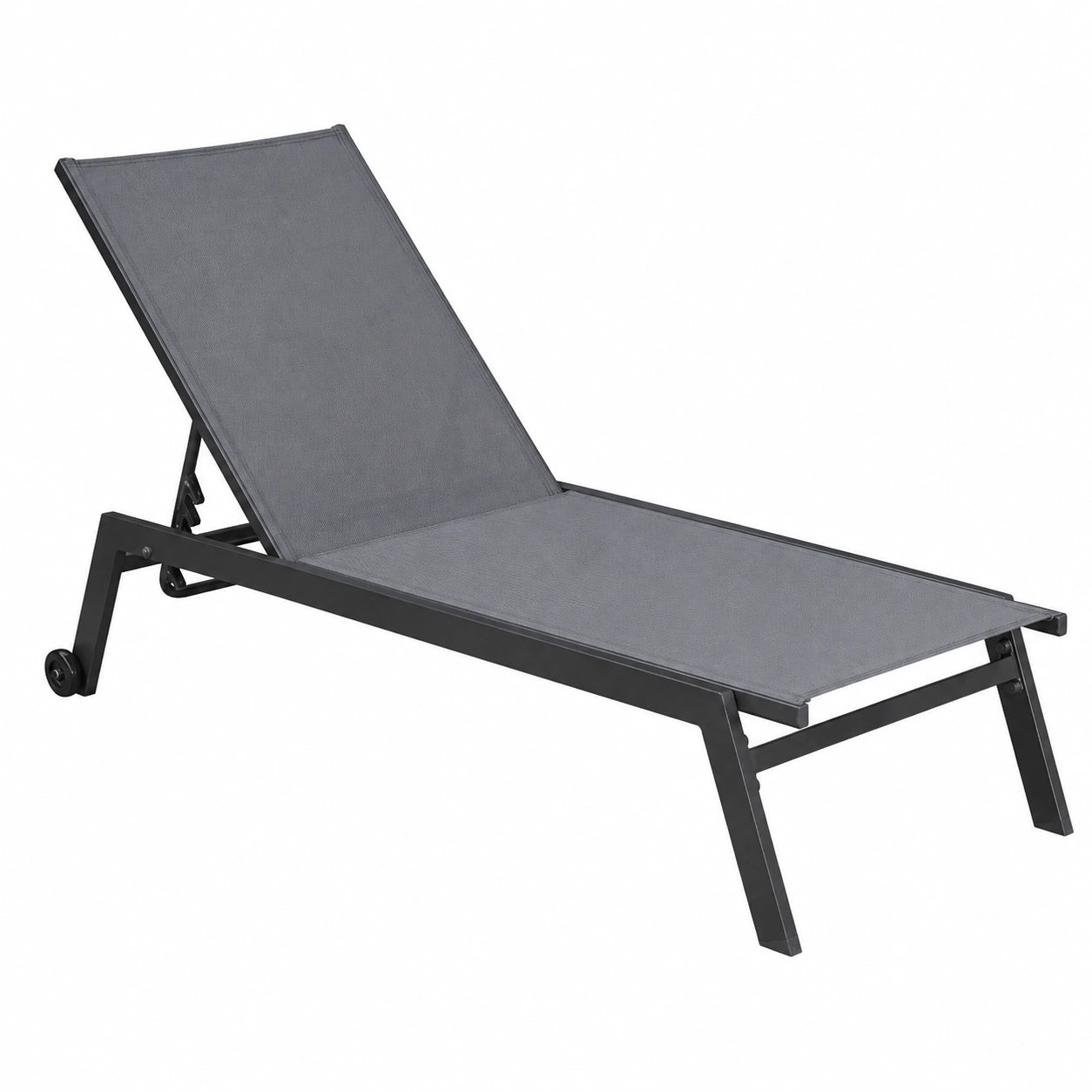 Lot de 2 Transats Modulables avec Roulettes - Aluminium Gris et Textile Taupe