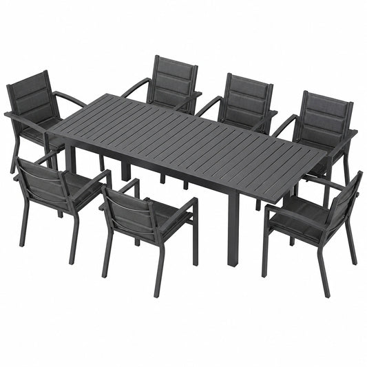Ensemble de Jardin Extensible pour 8 Personnes en Aluminium