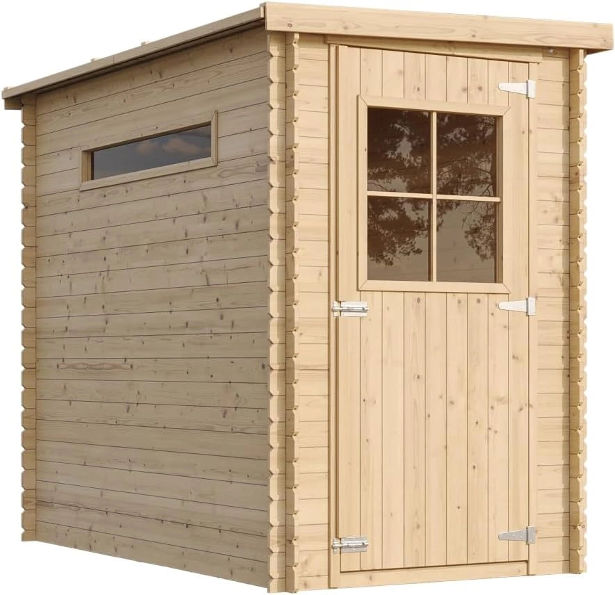 Cabane de Jardin en Bois avec Plancher, 2.63 m2 - Rangement Ext¨¦rieur pour Outils et V¨¦los, Toiture Imperm¨¦able, Fen¨ºtres TIMBELA M306+M306G