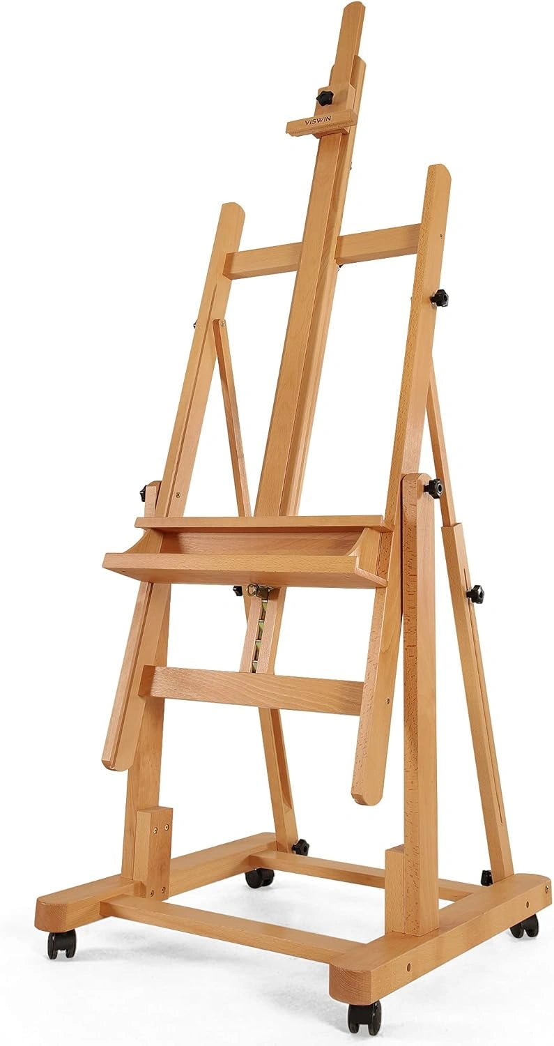 Chevalet de Studio en Bois de H¨ºtre avec Rangement et Roues pour Artistes