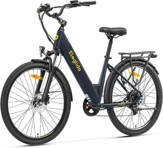 V¨¦lo ¨¦lectrique Urbain Eleglide T2 - Moteur 250W, Autonomie 100KM, Freins Hydrauliques, Batterie 486Wh, 27.5 Pouces