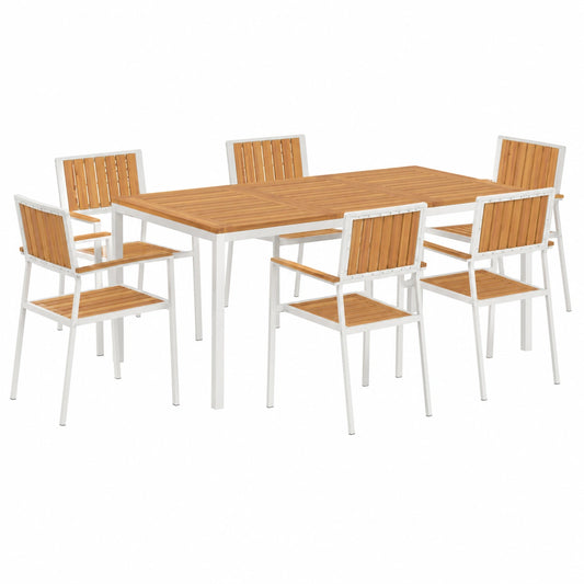 Ensemble de Salle à Manger Extérieur en Bois d'Acacia 7 Pièces