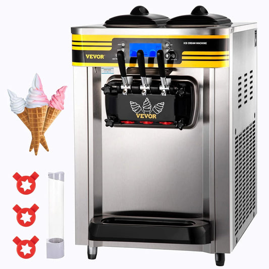 Sorbeti¨¨re VEVOR 30 L/h, 3 Saveurs, Pr¨¦-r¨¦frig¨¦ration, Id¨¦ale pour Caf¨¦s et Food Trucks