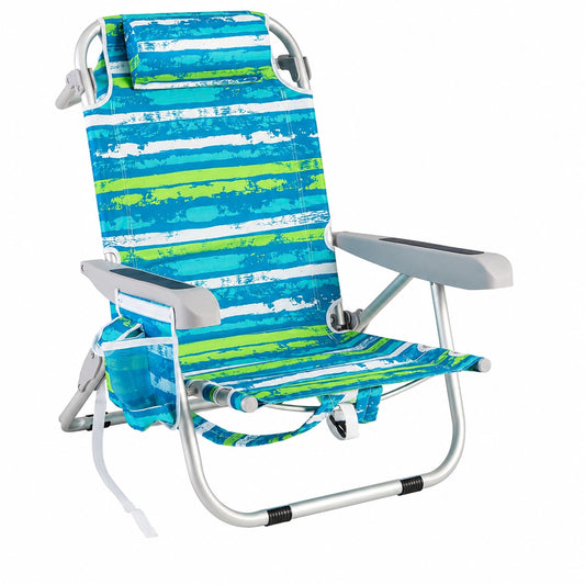 Chaise longue pliable réglable avec porte-gobelet et appui-tête pour extérieur