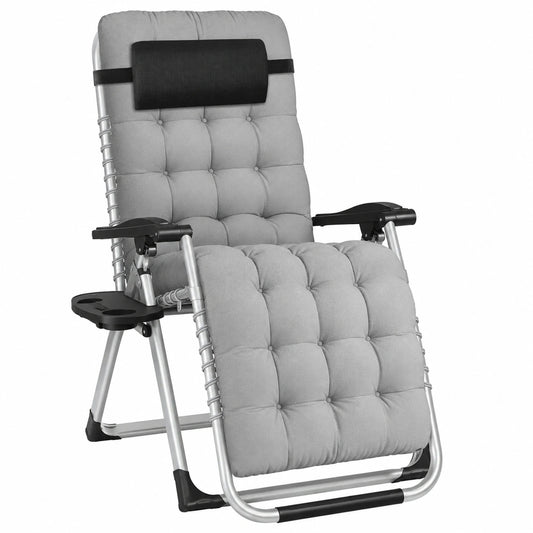 Chaise Longue de Jardin Pliable Inclinable avec Coussin