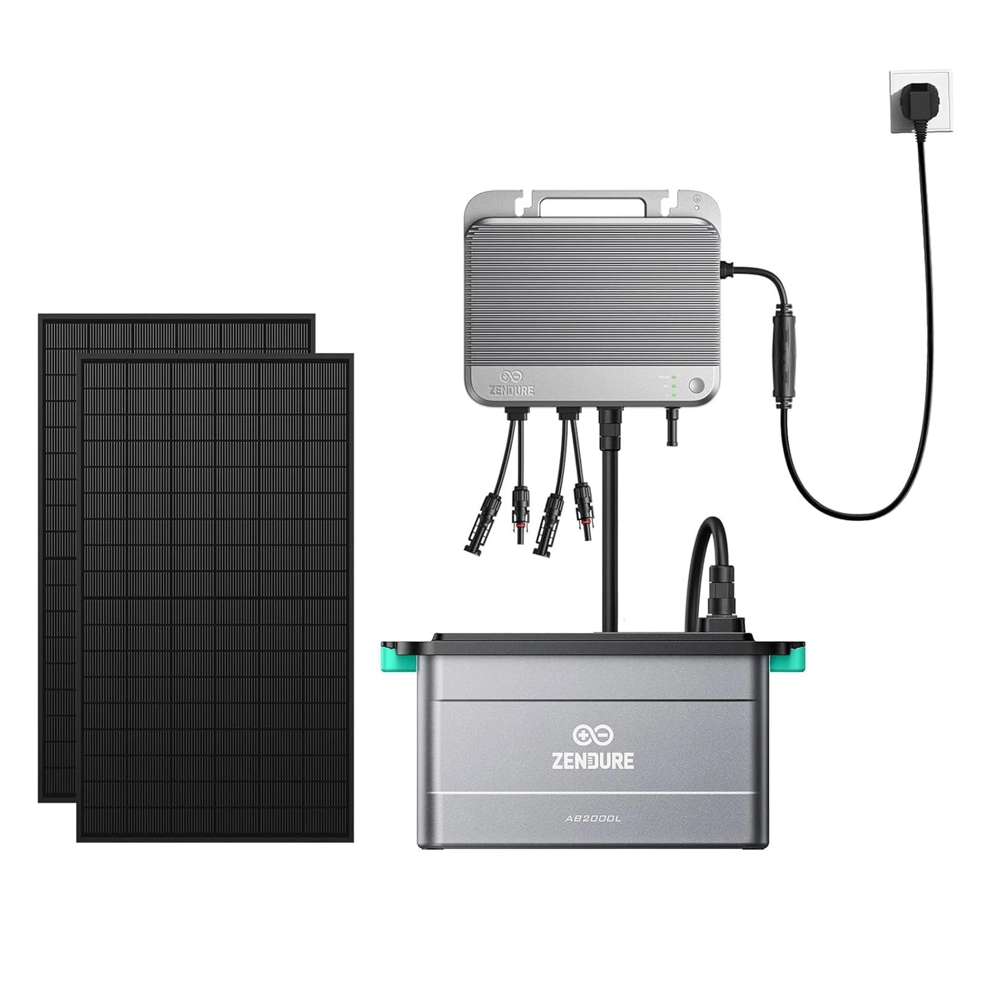 Micro-onduleur Hybride Zendure SolarFlow 800W, MPPT 1200W, Panneau Bi-facial 1118W, Batteries AB2000L, Installation Facile