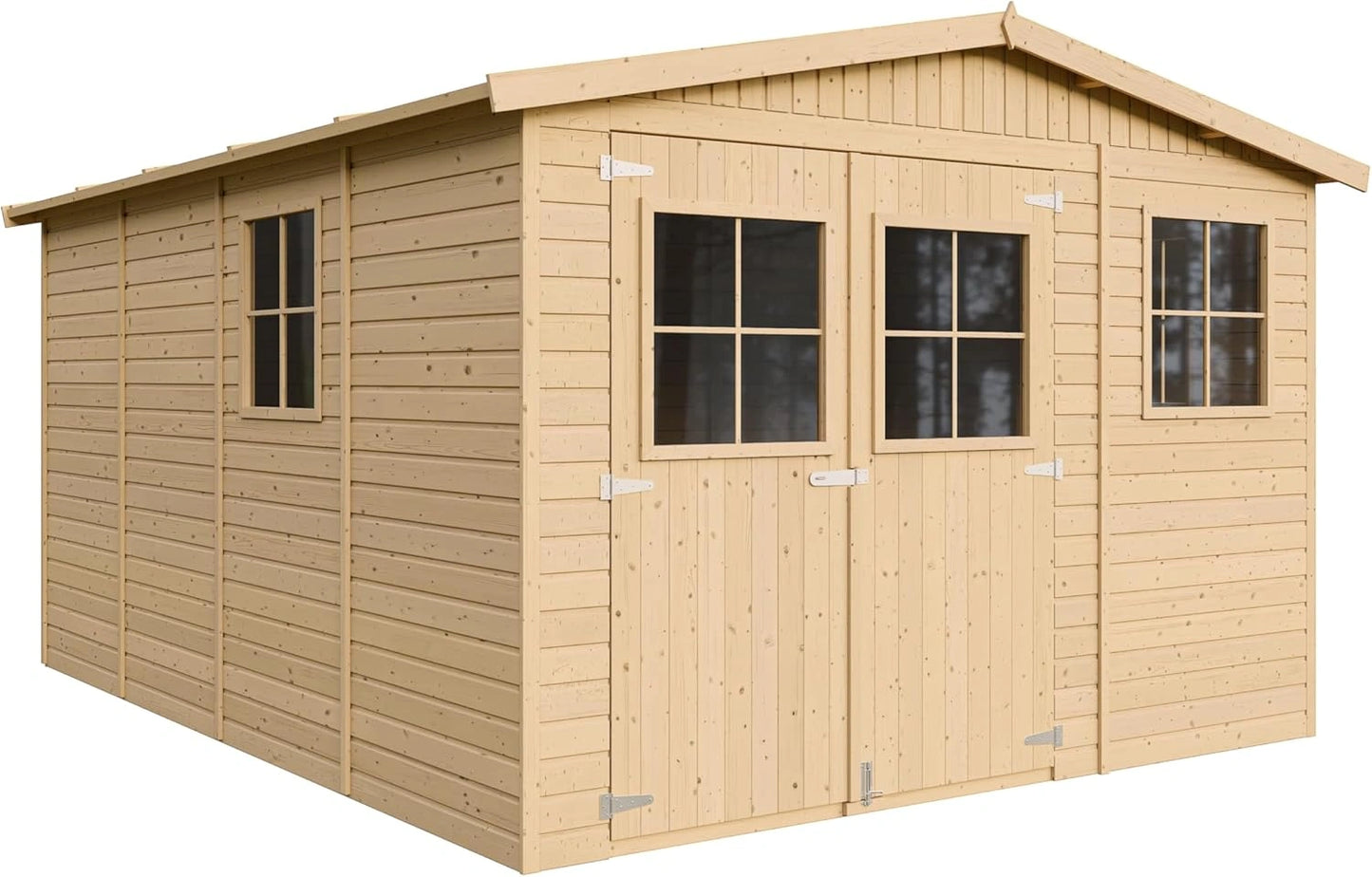 Cabane de Jardin en Bois avec Fen¨ºtres - Espace de Rangement Ext¨¦rieur 12 m2 - Atelier pour Outils et V¨¦los - TIMBELA M336
