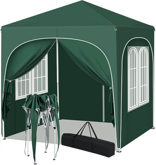 Tonnelle Pliante 2x2m avec Parois Amovibles - UPF 50+, Cadre Acier Anti-Vent, Hauteur R¨¦glable, Id¨¦ale pour Ext¨¦rieur