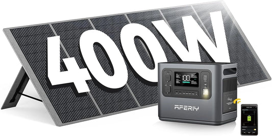 AFERIY Centrale ¨¦lectrique Portable 2400W avec Panneau Solaire 400W, Capacit¨¦ 2048Wh, 3 Prises CA 2400W (4800W Cr¨ºte), 220V-240V, Id¨¦al pour Camping et Voyage