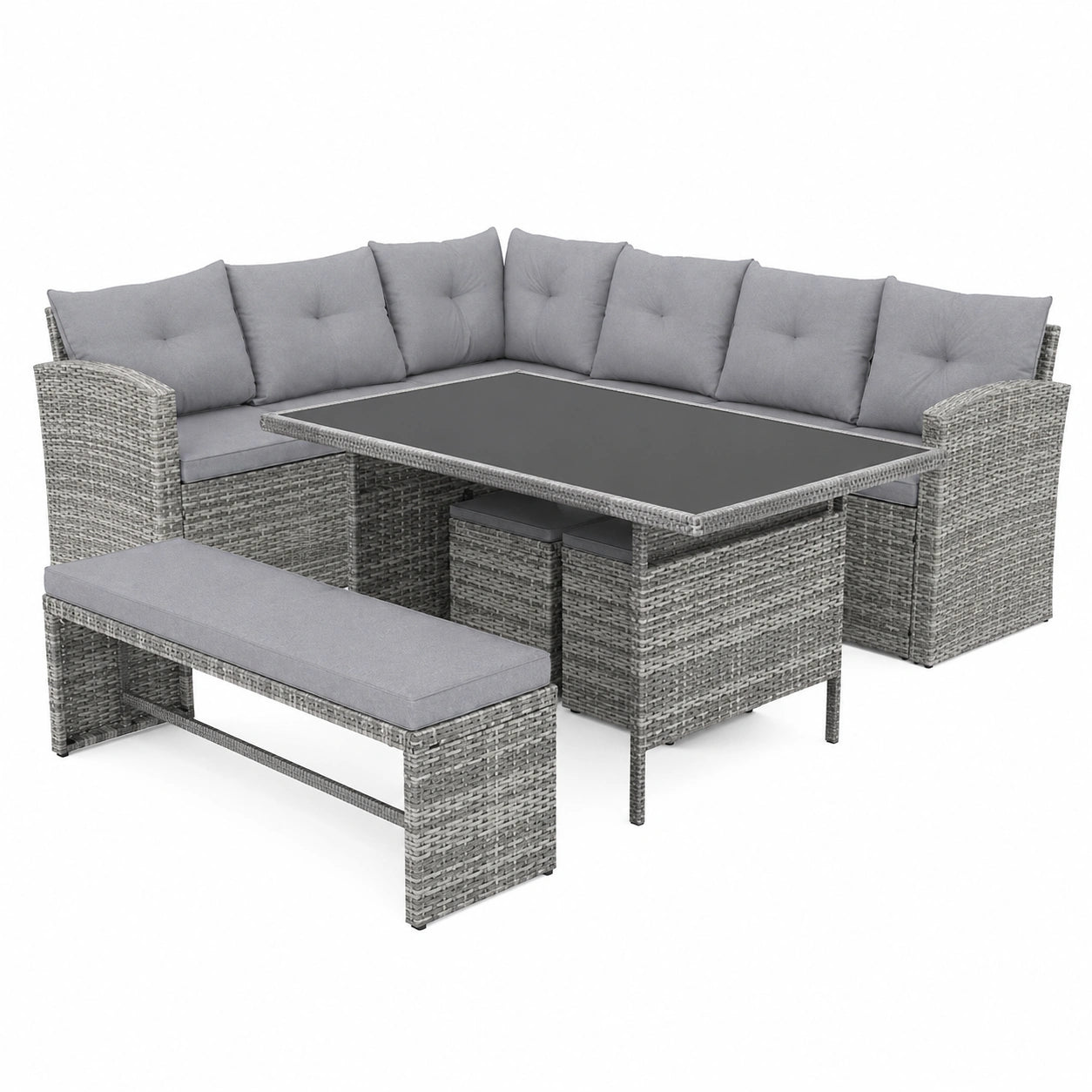 Ensemble de Jardin 8 Places avec Table et Coussins Confortables