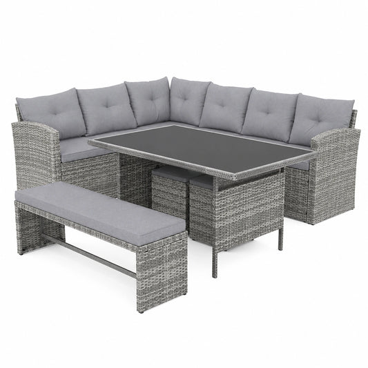 Ensemble de Jardin 8 Places avec Table et Coussins Confortables