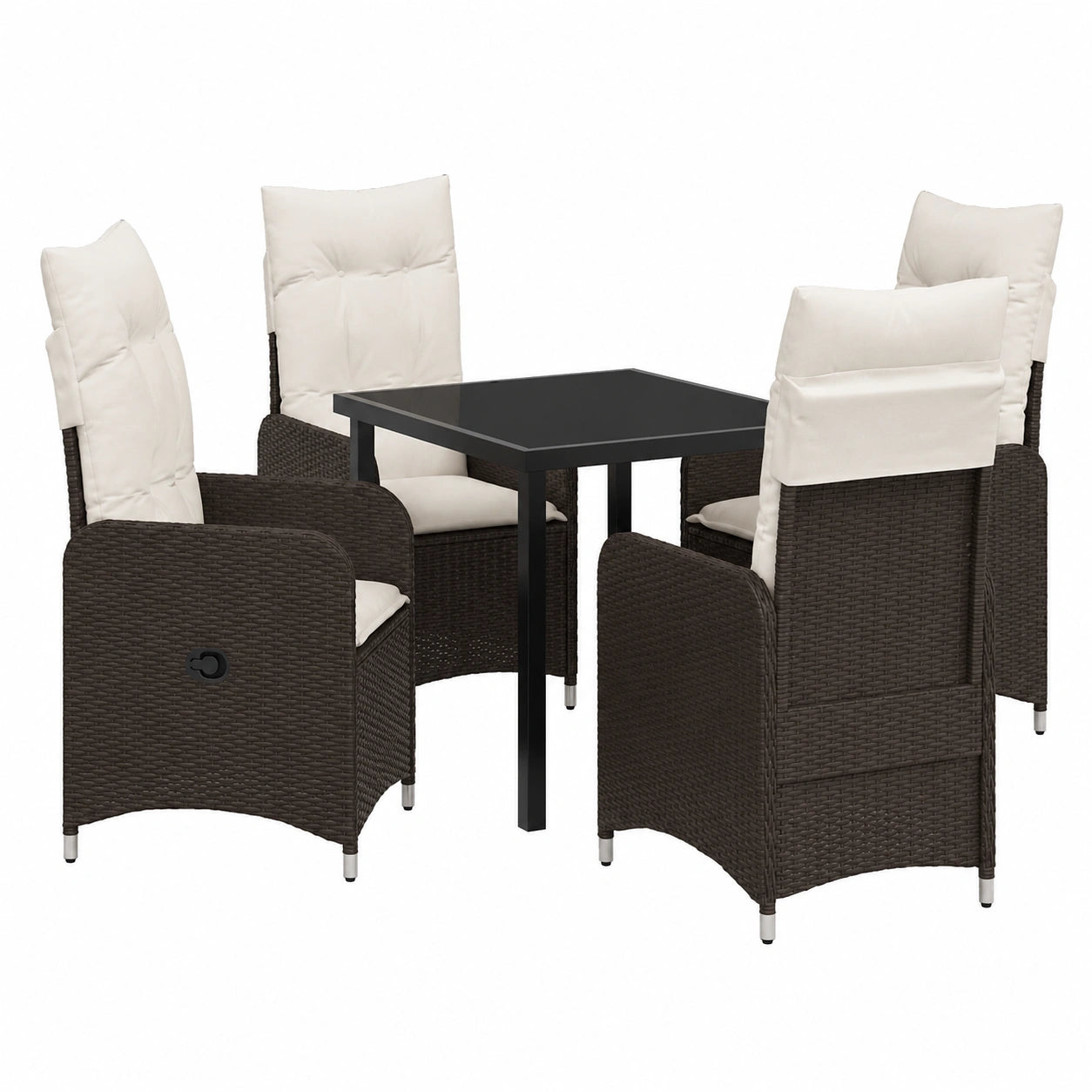 Set de Jardin 5 Pièces en Polyrotin Marron avec Coussins Résistants à l'Eau