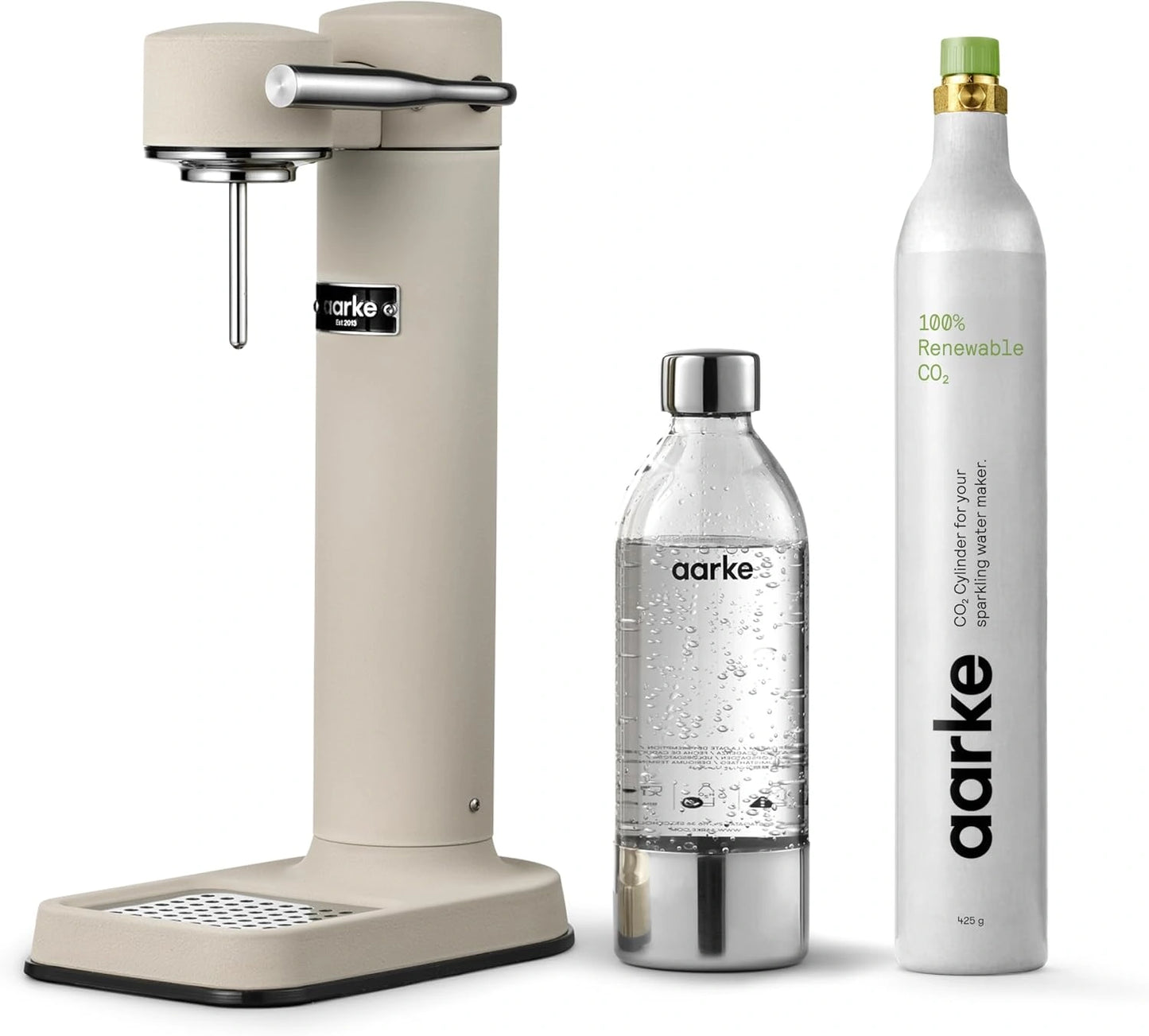 Aarke Carbonator 3 - Machine ¨¤ Soda, Acier Inoxydable, Finition Sable, Inclut Cylindre CO2 de 60L