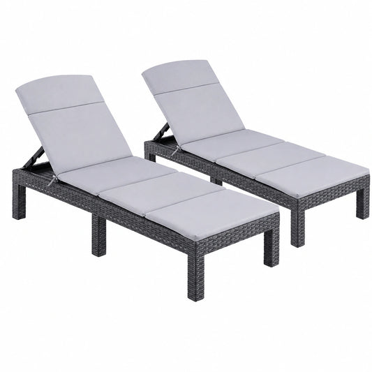 Chaise Longue Extérieure Réglable en Résine avec Coussin Confort