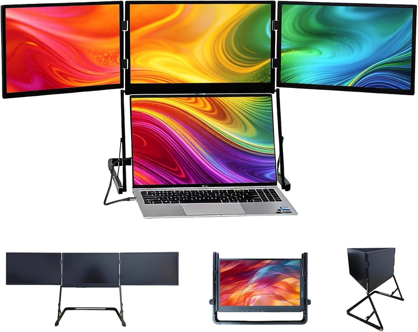 ¨¦cran Portable Triple 15,6" 1080P pour PC Portables 13,6 ¨¤ 17 Pouces, IPS FHD, USB-C, Support Aluminium