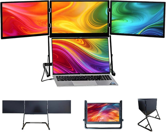 ¨¦cran Portable Triple 15,6" 1080P pour PC Portables 13,6 ¨¤ 17 Pouces, IPS FHD, USB-C, Support Aluminium
