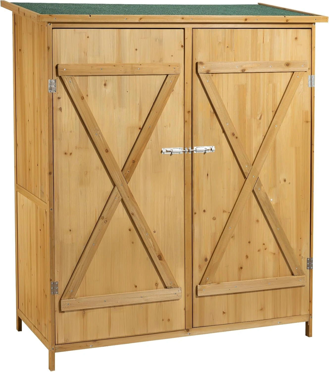 Grande Cabane de Jardin en Bois avec Toit Bitum¨¦ et Double Porte, 1380 x 655 x 1600 mm