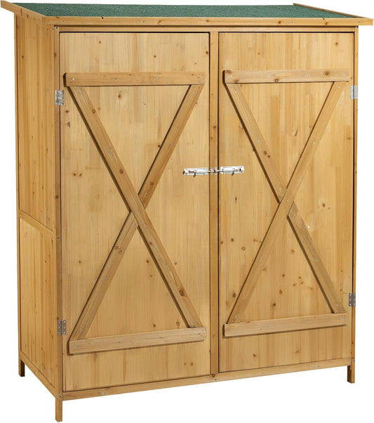 Grande Cabane de Jardin en Bois avec Toit Bitum¨¦ et Double Porte, 1380 x 655 x 1600 mm