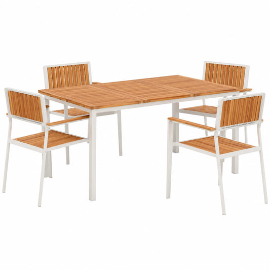 Ensemble de Salle à Manger Extérieur 5 Pièces en Bois d'Acacia
