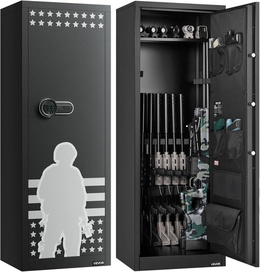 Armoire de S¨¦curit¨¦ VEVOR pour 10-12 Fusils, Verrouillage Num¨¦rique et Cl¨¦, Avec Rangements pour Armes de Poing et Supports R¨¦glables