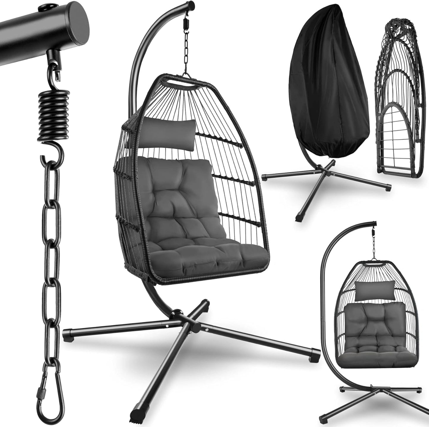 Chaise Suspendue Cocoon Confortable avec Support Acier et Coussin