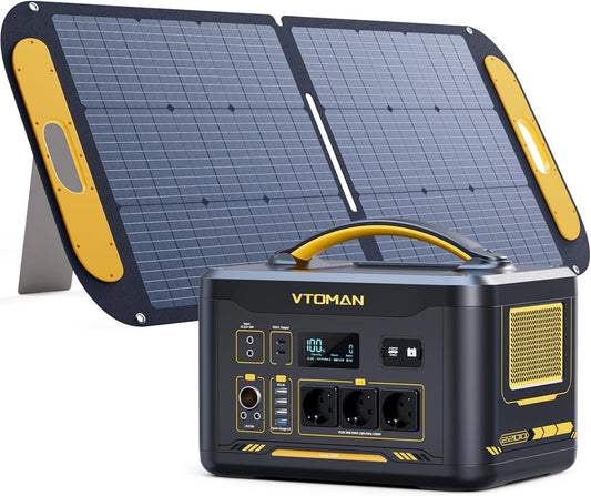 VTOMAN Jump 2200 G¨¦n¨¦rateur Solaire Portable avec Panneau 110W | Batterie LiFePO4 2200W/1548Wh, Sortie PD 100W USB-C/QC 3.0, Id¨¦al pour Voyager