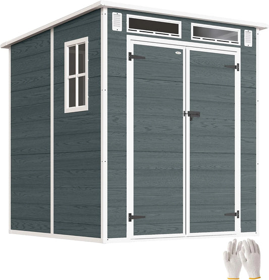 Abri de Jardin en R¨¦sine 3,3 m2 avec Porte Double et Fen¨ºtres Anti-UV