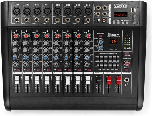 Table de Mixage 8 Canaux VONYX AM8A 1000W avec Bluetooth et USB