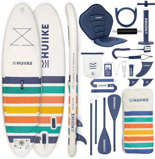 Planche de Paddle Gonflable Adulte HUIIKE avec Accessoires Complets, Id¨¦al pour la Stabilit¨¦ et la R¨¦sistance, 305 x 84 x 15 cm, Capacit¨¦ 130 kg