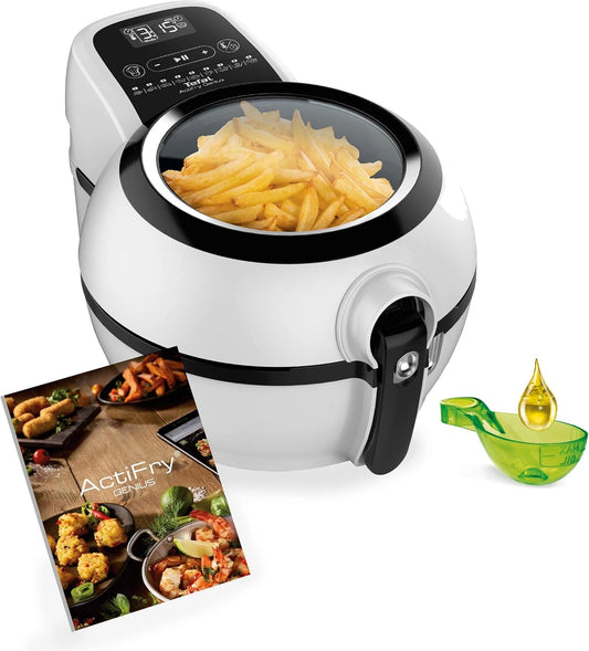 Friteuse Tefal Actifry Genius XL FZ7600, Cuisini¨¨re ¨¤ Air Chaud, Acier Inoxydable, 1350W, 1,2L, Minuterie 60 min, Noire