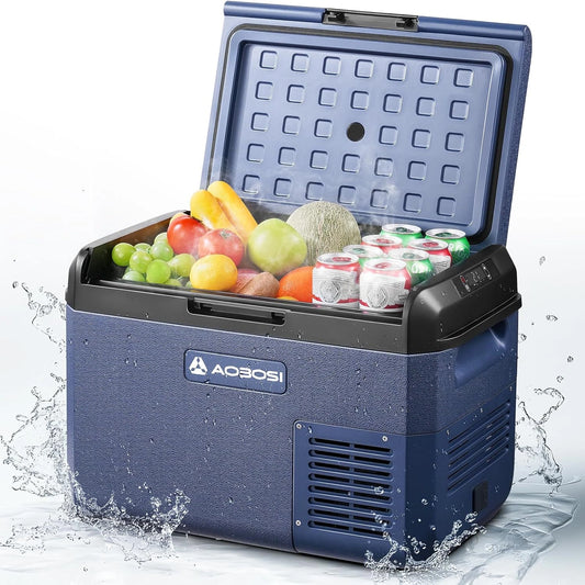 R¨¦frig¨¦rateur Portable AAOBOSI 25L: Glaci¨¨re Thermo¨¦lectrique -20¡ãC ¨¤ 20¡ãC, Fonctionnement 12V/220V pour Voiture, Camping-Car et Bateau
