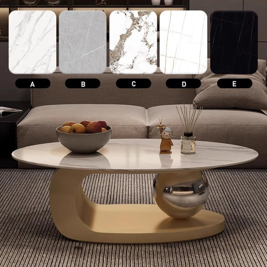 Table Basse en Marbre avec Pieds Dor¨¦s, Design Moderne et ¨¦l¨¦gant