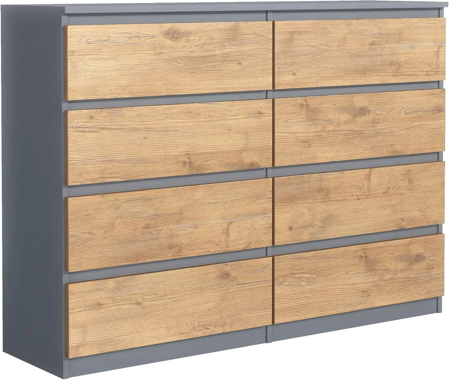 Commode de Chambre 8 Tiroirs Anthracite et Lancelot 120x101,5x39 cm